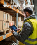 User operating Heavy Duty Rugged Android 14 Tablet With Built In Barcode Scanner 8GB RAM And 128GB Storage in a warehouse aisle.