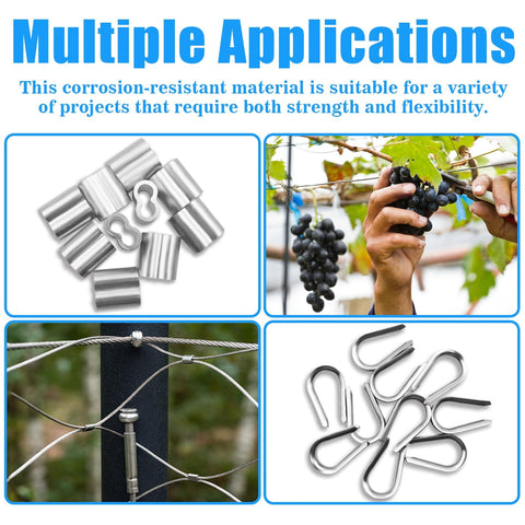 Stainless Steel Wire Rope Cable For Outdoor String Lights 3/16 Inch Vinyl Coated Weatherproof With Galvanized Core And PVC Jacket 50Ft To 200Ft Lengths No Fuss Plug And Play Suspension For Quick Setup Durable And Rust Resistant used for various applications.