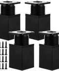 Set Of Four Heavy Duty Aluminum Adjustable Furniture Feet For Cabinets Tables Sofas And Beds Forty By Forty By Sixty Millimeters Height Adjustable With Mounting Hardware Wobble Free And Easy Install, showing black finish with screws included