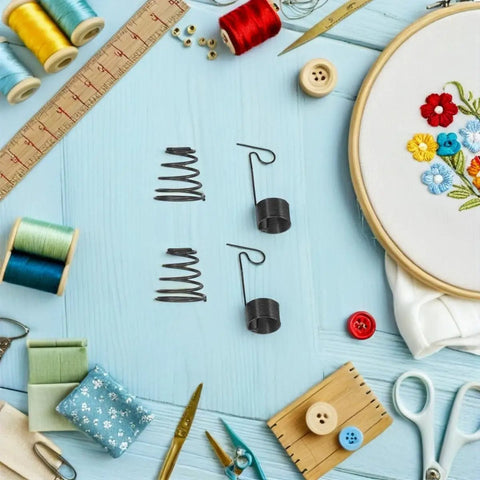DIY Sewing Machine Tension Spring Replacement Kit 60 Pcs Steel Thread Tension Assembly For Smooth Stitching Easy Install Fits Fabric Crafts And Heavy Duty Machines 1.8cm Handle Length Repair Parts, black springs with sewing tools