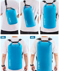 Waterproof Dry Bag Roll Top 5L Blue For Travel And Outdoor Adventures, Lightweight And Durable Storage With Emergency Whistle, Ideal For Kayaking