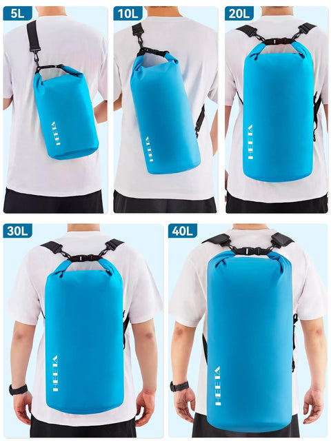 Waterproof Dry Bag Roll Top 5L Blue For Travel And Outdoor Adventures, Lightweight And Durable Storage With Emergency Whistle, Ideal For Kayaking