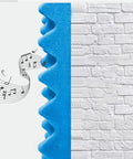 Self Adhesive Acoustic Foam Panels For Studio Soundproofing High Density Polyurethane Dampeners with music notes on blue panel.