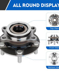 Front Wheel Bearing Hub Assembly For Nissan Sentra 2.5L Only Excluding 2.0L Engines 5 Lug Hubs 1 Piece Replacement Top Front Bottom View