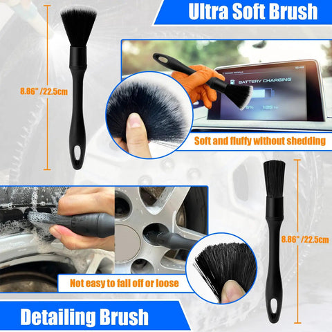 Car Wheel Cleaning Kit With Soft Drill Wheel Cleaner Brush And Detailing Pads for Wheels Tires Rims, soft nylon brush close-up
