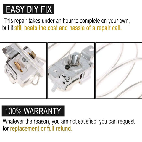 Easy Install Refrigerator Cold Control Thermostat Replacement for Whirlpool Kenmore Exact Fit with DIY fix text