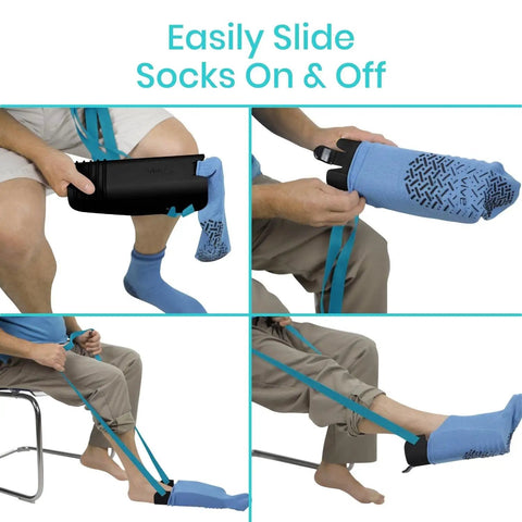 Sock Aid Easy On Easy Off Assist And Remover For Daily Living Helper With Patented Design No Bends Required No Sweat So Socks Go On And Off With Ease For Limited Mobility Recovery Seniors And Caregivers; 47.2-inch strap