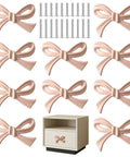 Bow Shaped Dresser Knobs 10 Pack Pink Zinc Alloy Drawer Pulls displayed with screws and a cabinet