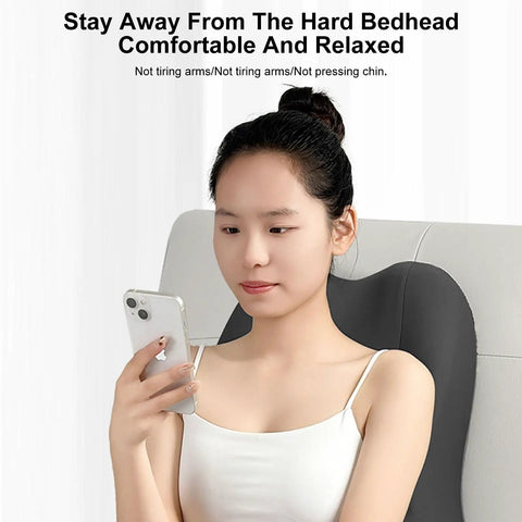 Woman using 27 Degree Ergonomic Memory Foam Prone Pillow For Sleeping With Face Down Design Ideal For Stomach Sleepers Aligns Neck And Spine