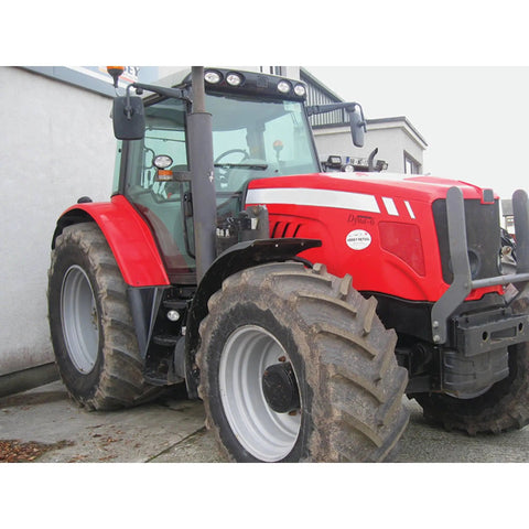 Red tractor prepared for 12V LED Tractor And Combine Flood Light With Connector Replacement For Case IH farm use.