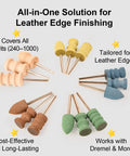 Leather Edge Burnishing Bits Set, 15 Piece Pro Grade Complete Bundle For Fast Edge Finishing On Leather, image showing sanding bits.