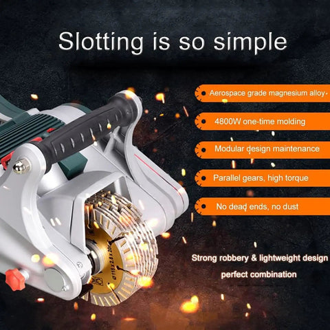 Dust Free Wall Groove Cutter With 9000 RPM Motor, 4800W Copper Wire Power, magnesium alloy body shows cutting blade