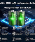 Image of built-in 15600 mAh rechargeable battery with PCB protection circuit for Heavy Duty 9W Solar Panel With Built In 15600 Mah Battery Reserve Set Up For Wireless Security Cameras And Outdoor Gear Featuring Ip66 Weatherproof Build And Five Foot Three In One Charging Cable For No Sweat Off Grid Power Anywhere.