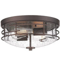 Oil Rubbed Bronze 2 Light Flush Mount Ceiling Light With Seeded Glass Industrial Close To Ceiling Fixture