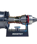 Jet Engine Model TR900 Turbofan Kit for Aviation Nerds, Realistic Aircraft Engine Replica on desk stand, side view