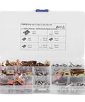 85Pcs Automotive Clip Nuts And Fasteners Kit With U Clips And Stainless Steel Screws Manganese Steel Interior Trim Fasteners Set For Body Panels Durable Metal Screw Clips Great Auto Repair And Restoration Hardware, open case showing assorted clips and screws