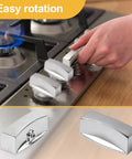 Person turning Range Valve Knob For Gas Stove And Oven Hob Panels Easy Swap Chrome Control Knob With D Shaped Interface