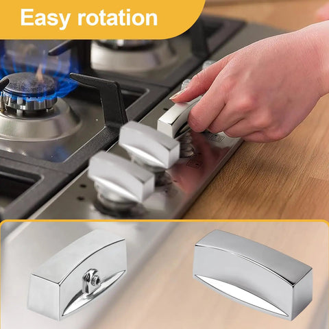 Person turning Range Valve Knob For Gas Stove And Oven Hob Panels Easy Swap Chrome Control Knob With D Shaped Interface