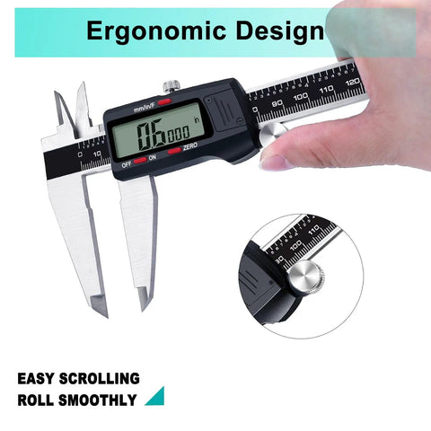 12 Inch Digital Caliper With Stainless Steel Body Large LCD Screen Auto Off Three Unit Readouts Inch Millimeter Fraction Conversion Vernier Caliper For DIY Pros In Metalworking Automotive And Jewelry Making