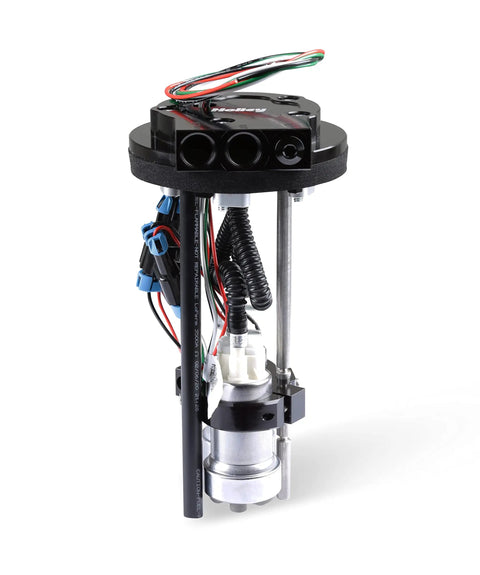 Beefy Drop In Dual Electric In Tank Fuel Pump Kit At 900 Lph built on heavy duty billet aluminum with wiring and pump detail.