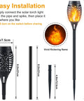 Mini Solar Torch Lights With Flickering Flame Upgraded 12 LED Outdoor Waterproof Tiki Torches Auto On Off Super Bright