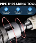 High-Durability Electric Pipe Threading Tool For PVC And Metal Pipes, featuring 1/2 inch and 3/4 inch carbon steel threading mechanism.
