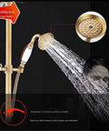 UBNMIUBV Shower System, Wall Mount Outdoor 8" Rain Shower Faucet Set with hand shower and water flow, antique brass finish.