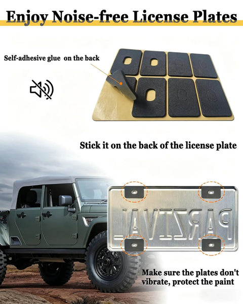 Heavy Duty Stainless Steel License Plate Screws Complete Mounting Kit For Front Rear Car Plates With Sleek Carbon Covers Bolts Nuts Washers Phillips Screwdriver No Sweat Install Tight Fit with adhesive pads.