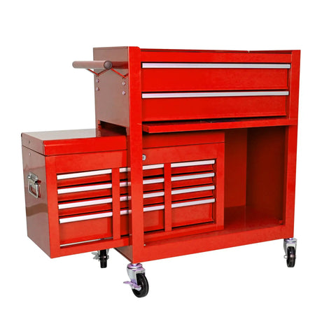 Red Heavy Duty 8 Drawer Rolling Tool Chest On Wheels With Locking Casters And Detachable Mobile Case For Garage And Workshop Organization Metal Storage Cabinet Toolbox Cart