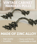 Two Pack European Style Dresser Pulls 2-1/2 Inch Bronze Antique Vintage Cabinet Handles Displayed on White Surface