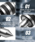 2MT Morse Taper Live Center 60 Degree With Triple Bearing Design showing quality steel, dustproof seal, and high accuracy features