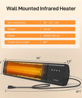 Powerful 1500W Outdoor Patio Heater With Remote Control IP65 Waterproof All Weather Design Wall Mounted Indoor Outdoor