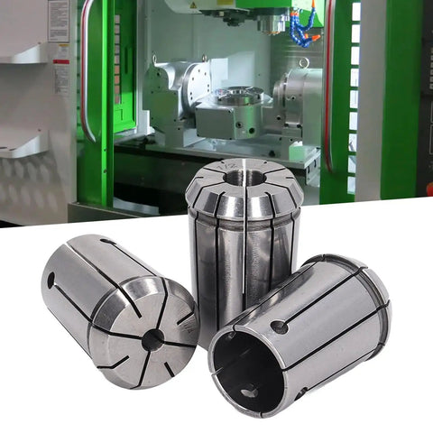 Premium 3Pcs OZ25 Spring Steel Collet Chuck Set For Milling Machine And Cnc Lathe With Full Length Slit Design showing three collets on shop table.