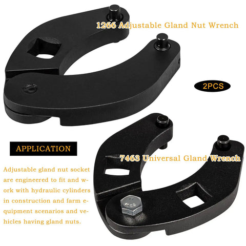 Two-piece Adjustable Gland Nut Wrench Set For Hydraulic Cylinders Built Tough Universal Small And Large Wrenches Heavy Duty Steel
