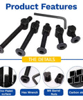 Universal M6 Crib Screws Replacement Kit with zinc-plated screws, wrench, barrel nuts, carbon steel for furniture repair.