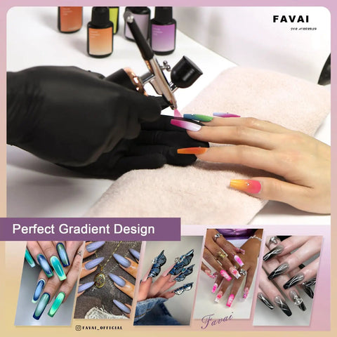 Airbrush Gel Nail Polish Starter Kit With 12 Vibrant High Pigment Colors Hema Free Non Acetone used for ombre nail art
