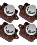 4 Pack RV Push Button Latches For Cabinet And Compartment Doors with zinc alloy top view, durable and quiet