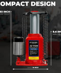 32 Ton Hydraulic Bottle Jack With Air-Operated Lift, Portable Low Profile Design, 64,000 Lb Capacity, Heavy Duty Steel