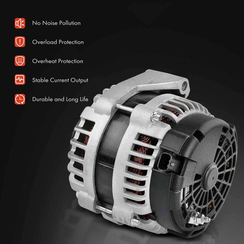 Rugged 12 Volt 160 Amp Alternator For Chevy Silverado 1500 Tahoe Suburban GMC Sierra Yukon Cadillac Escalade Hummer H2 With 6 Groove Pulley CW Replace 15093928 15857608 ADR0369