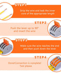Installation steps for 60 Piece Lever Wire Connector Nuts Kit For Two Or Three Wire Quick Splice Electrical Connectors.