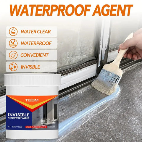 Applying No Sweat Clear Waterproof Sealant Paste For Shower Areas And Tile Grout Slick Invisible Coating Kit with brush.