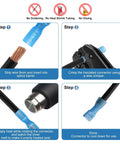 540 Piece Heat Shrink Wire Connectors Kit Pro Grade Waterproof Marine Grade Crimp Connectors installation steps illustrated