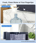 3 In 1 Water Dispenser With Ice Maker And Coffee Brewer Hot Cold And Warm Water On Demand Bullet Ice Ready In Minutes K Cup Pod Compatible Adjustable Water Volume Compact All In One For Home And Office showing auto and manual water filling options