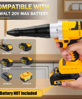 Brushless Electric Rivet Gun Compatible With Dewalt 20V Battery for seamless metal joining held with multiple batteries displayed.