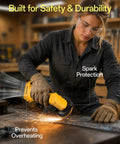Tough As Nails Compact Three Inch Brushless Circular Saw Slides Right On To Your DeWalt 20 Volt Battery cutting metal, sparks flying.