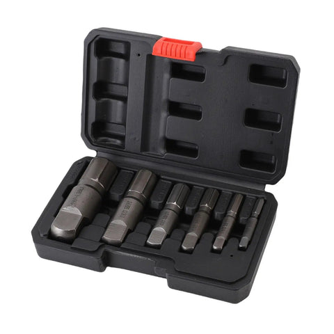 Essential 6 Piece Pipe Extractor Set To Yank Broken And Stripped Nuts With Ease Plus Screw Remover Tool Kit For Plumbing Jobs From 1/8 Up To One Inch Size, steel case open