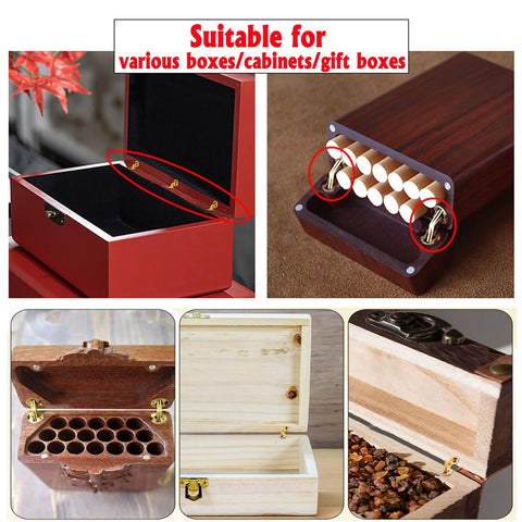 Image showing 8pcs 8mm Hidden Brass Barrel Hinges Kit With 8mm Drill Bit, Depth Stop Collar And Hex Wrench for various wooden boxes.