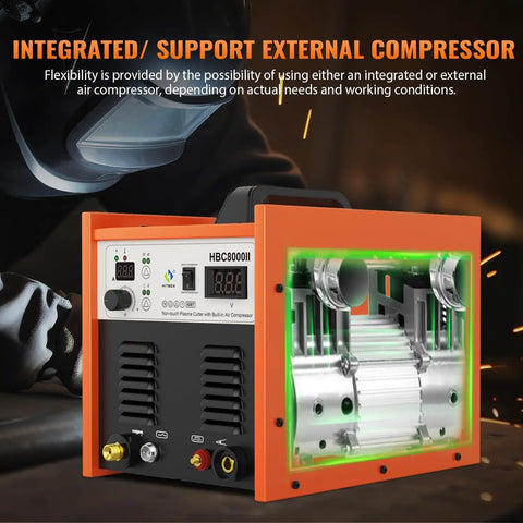Built In Air Compressor Plasma Cutter With Non Touch Pilot Arc 50 Amp 220V Digital Inverter IGBT shown with internal view