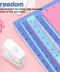 Mini Mushroom Hole Punch 1 Hole Puncher with pink and blue notebooks, compact size for school and office crafts, punches 3 sheets of A4