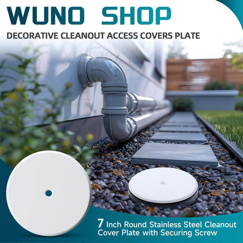 7 Inch Round Cleanout Cover Plate With Large Center Screw, Decorative Blank Access Plate To Hide Plumbing Holes, Sturdy White Build That Looks Fresh And Swaps On With No Sweat.